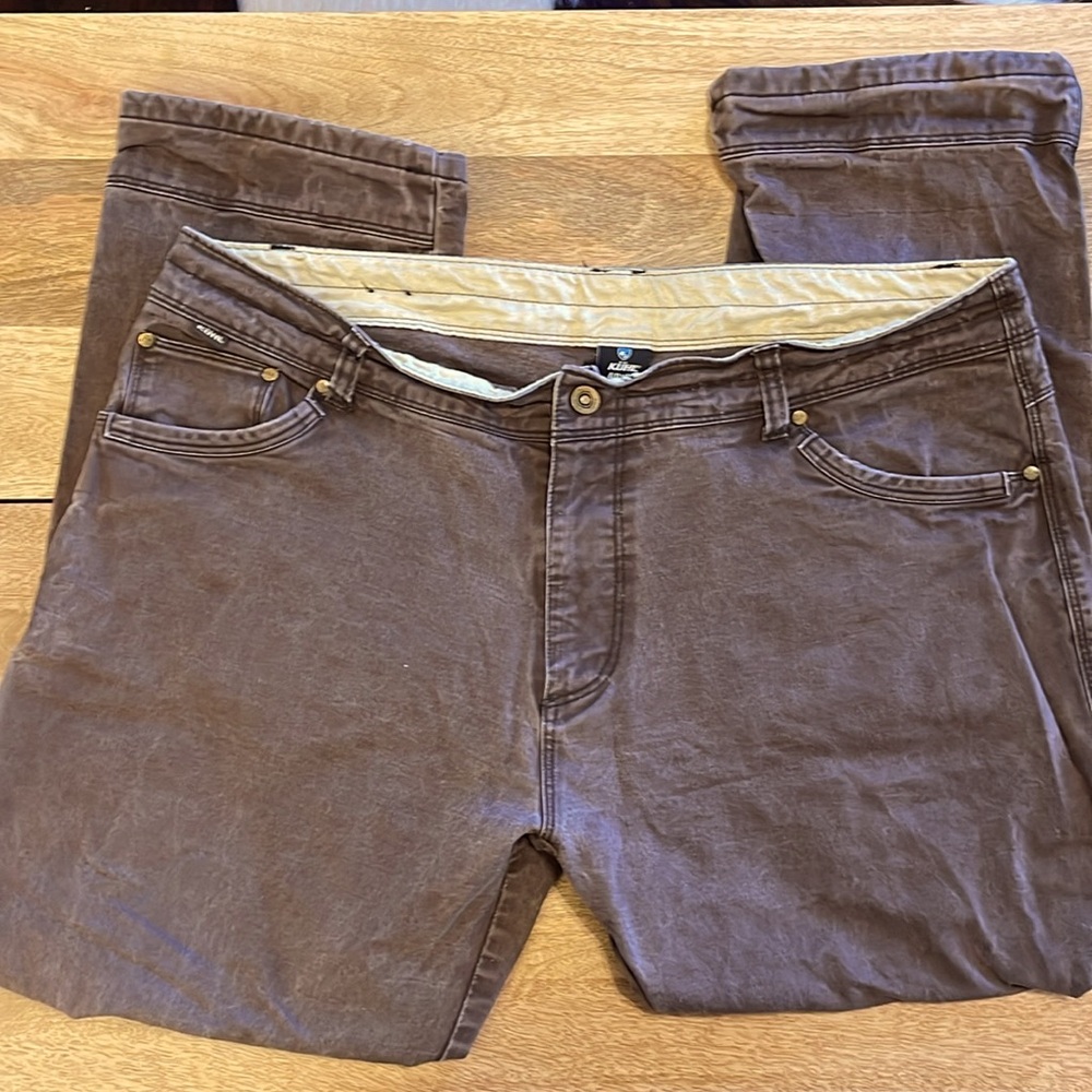 KUHL - Mens Heavy Twill Cargo Pants - Rydr Style - Dark Brown Khaki - W40 L30